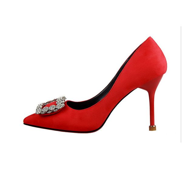 new dress banquet temperament women's shoes stiletto high-heeled shallow mouth suede slim pedicure tip buckle rhinestone wedding shoes, Black
new dress banquet temperament women's shoes stiletto high-heeled shallow mouth suede slim pedicure tip buckle rhinestone wedding shoes, Black