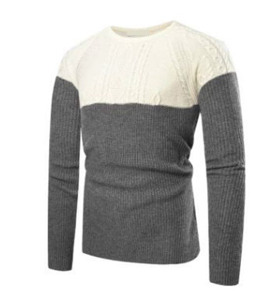2018 men's autumn and winter two-color stitching round neck knit pullover trend patchwork men's long-sleeved knit sweater, White;black
2018 men's autumn and winter two-color stitching round neck knit pullover trend patchwork men's long-sleeved knit sweater, White;black