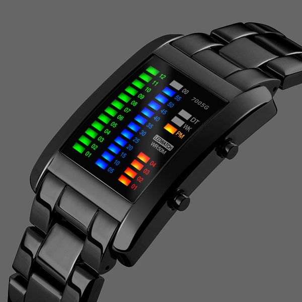 Binary Sport Watches Men's Fashion LED Watch Electronic Silver Tungsten Black Steel Clock Waterproof Outdoor COOL Man Wristwatch
Binary Sport Watches Men's Fashion LED Watch Electronic Silver Tungsten Black Steel Clock Waterproof Outdoor COOL Man Wristwatch