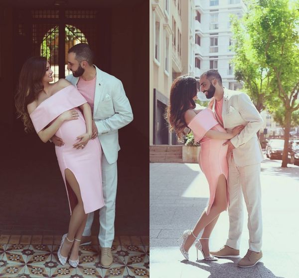 2018 pink sheath short prom dresses off shoulder simple knee length side split formal dresses evening gowns pregnant gowns, Black
2018 pink sheath short prom dresses off shoulder simple knee length side split formal dresses evening gowns pregnant gowns, Black