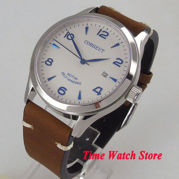 solid 42mm corgeut men's watch white dial date luminous sapphire glass 21 jewels miyota 821a automatic watch men 101, Slivery;brown
solid 42mm corgeut men's watch white dial date luminous sapphire glass 21 jewels miyota 821a automatic watch men 101, Slivery;brown