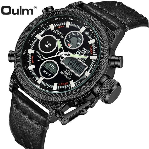 fashion sport digital men watches oulm dual time week led waterproof clock screw thread case genuine leather quartz wristwatches, Slivery;brown
fashion sport digital men watches oulm dual time week led waterproof clock screw thread case genuine leather quartz wristwatches, Slivery;brown