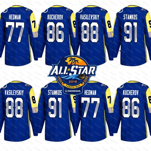 Tampa Bay Lightning 2018 All-Star 91 Steven Stamkos 77 Victor Hedman 88 Andrei Vasilevskiy 86 Nikita Kucherov Atlantic Division Jersey
Tampa Bay Lightning 2018 All-Star 91 Steven Stamkos 77 Victor Hedman 88 Andrei Vasilevskiy 86 Nikita Kucherov Atlantic Division Jersey