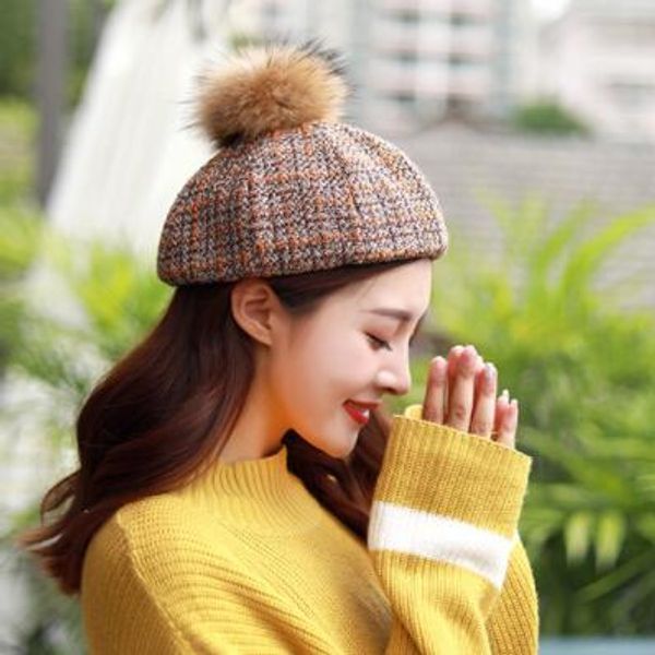 autumn winter beret vintage british painter hat korean version of real fur bud hat lady grid pumpkin hat, Blue;gray
autumn winter beret vintage british painter hat korean version of real fur bud hat lady grid pumpkin hat, Blue;gray