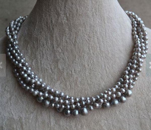 gray pearl jewellery,17inches 4 rows aa4.5-8mm gray color genuine freshwater pearl necklace,new ing, Black
gray pearl jewellery,17inches 4 rows aa4.5-8mm gray color genuine freshwater pearl necklace,new ing, Black