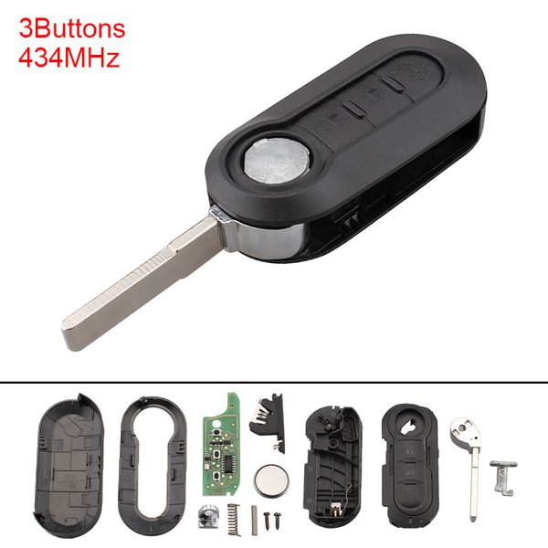 

434MHz 3 Кнопки Keyless Uncut Флип дистанционного ключа Fob PCF7946 чип для Fiat 500 Grande Punto 2010-2017 KEY_11