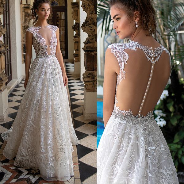 2019 new illusion back a line wedding dresses sheer neck luxury embroidery applique court train plus size wedding gown vestido de novia, White
2019 new illusion back a line wedding dresses sheer neck luxury embroidery applique court train plus size wedding gown vestido de novia, White