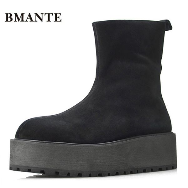 creepers real leather bootie cow suede brand male casual shoes tall footwear high thick sole tide platform harajuku boot men, Black 
creepers real leather bootie cow suede brand male casual shoes tall footwear high thick sole tide platform harajuku boot men, Black