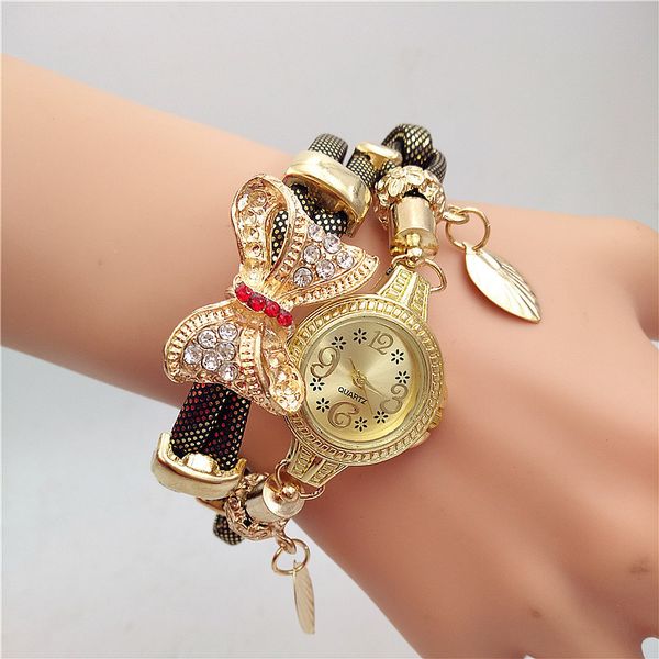 new winding circle bracelet table golden bow leaves pendant ladies quartz clock fashion jewelry, Slivery;brown
new winding circle bracelet table golden bow leaves pendant ladies quartz clock fashion jewelry, Slivery;brown