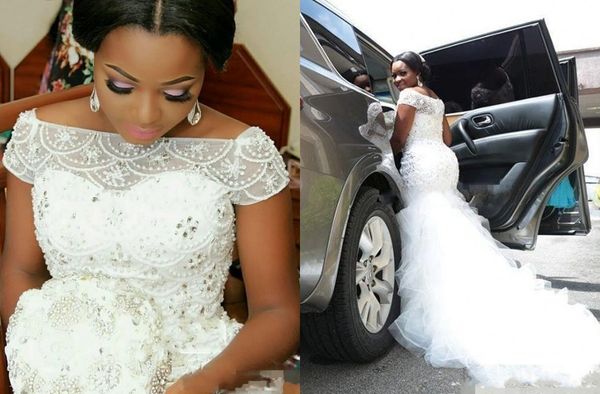 stunning wedding dresses mermaid plus size square neck with cap short sleeves rhinestones ruffles crystal bling designer wedding gowns, White
stunning wedding dresses mermaid plus size square neck with cap short sleeves rhinestones ruffles crystal bling designer wedding gowns, White