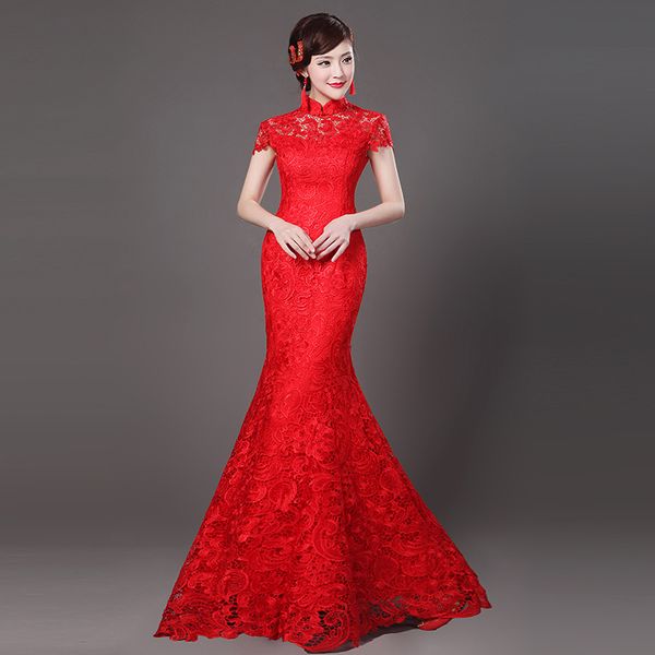 mandarin collar lace flower lady cheongsam new red chinese wedding party bride qipao full length elegant mermaid dress
mandarin collar lace flower lady cheongsam new red chinese wedding party bride qipao full length elegant mermaid dress