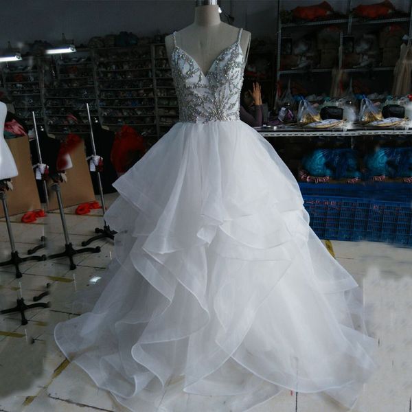 real image wedding dress a line spaghetti straps colorful crystals criss cross backless luxury ruffles bridal gowns sweep train, White
real image wedding dress a line spaghetti straps colorful crystals criss cross backless luxury ruffles bridal gowns sweep train, White