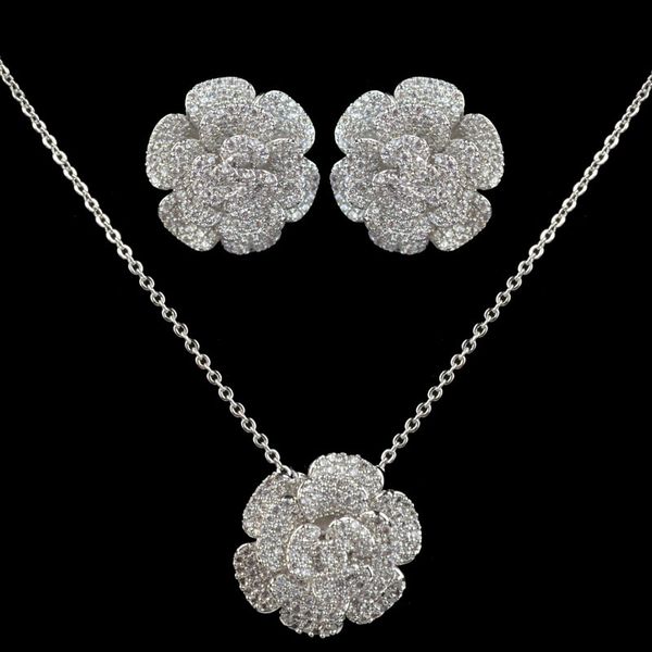 zircon jewelry set for women/girl, flower design micro pave cubic zirconia necklace earring fashion jewelry, Silver
zircon jewelry set for women/girl, flower design micro pave cubic zirconia necklace earring fashion jewelry, Silver