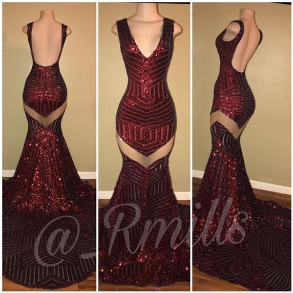burgundy sequined prom party dresses mermaid v neck open back occasion evening gowns custom made, Black
burgundy sequined prom party dresses mermaid v neck open back occasion evening gowns custom made, Black