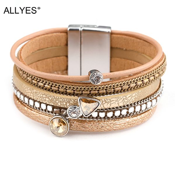 allyes multilayer leather bracelet for women 2018 summer bohemian style female crystal charm femme bracelets & bangles jewelry, Golden;silver
allyes multilayer leather bracelet for women 2018 summer bohemian style female crystal charm femme bracelets & bangles jewelry, Golden;silver