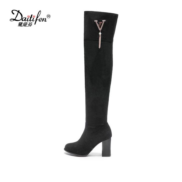 daitifen fashion nubuck knee-high boots slim round toe square heel boots winter solid zip fringe crystal casual long, Black
daitifen fashion nubuck knee-high boots slim round toe square heel boots winter solid zip fringe crystal casual long, Black