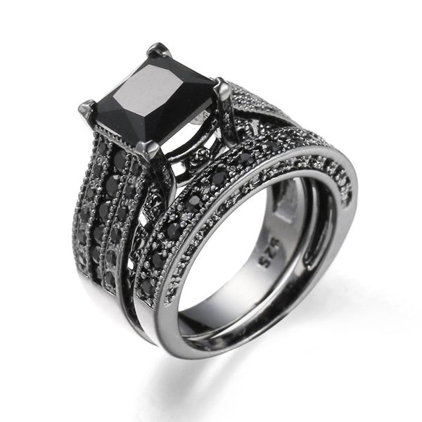 new claw black sapphire cubic zirconia black gold plated ring sets size 6-10 women men's engagement gift, Silver
new claw black sapphire cubic zirconia black gold plated ring sets size 6-10 women men's engagement gift, Silver