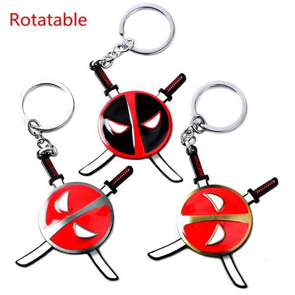 

movie deadpool 2 hero figure rotating alloy keychain car keyring bag pendant jewelry for holder souvenir gifts 3 color, Silver