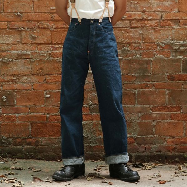 2018 mens jeans selvage 1910s 12.5oz denim pants for men autumn winter vintage high waist loose overalls straight jean unwash, Blue
2018 mens jeans selvage 1910s 12.5oz denim pants for men autumn winter vintage high waist loose overalls straight jean unwash, Blue