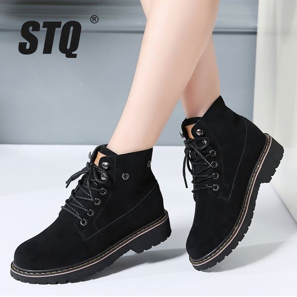 stq 2018 winter women suede leather ankle boots women high boots ladies motocycle genuine leather flat rubber wf018, Black
stq 2018 winter women suede leather ankle boots women high boots ladies motocycle genuine leather flat rubber wf018, Black