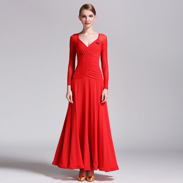 ballroom competition dancing dress long sleeve elegant practice dance costume cross collar women waltz ballroom dance dress, Black;red
ballroom competition dancing dress long sleeve elegant practice dance costume cross collar women waltz ballroom dance dress, Black;red