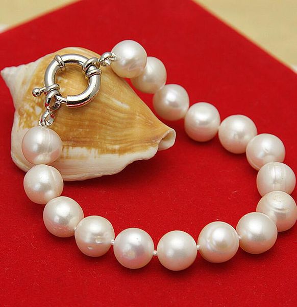natural 8-9mm white freshwater akoya pearl bracelet 7.5", Black