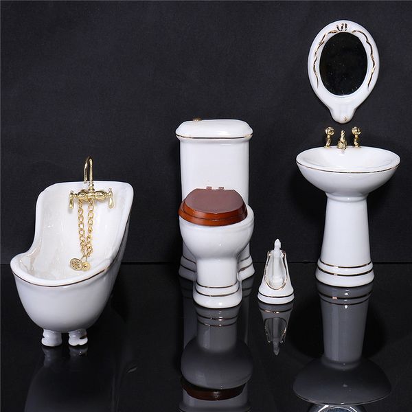 1/12 gold-rimmed bathroom set dollhouse miniature furnishings bathtub commode furniture decor for doll houses
1/12 gold-rimmed bathroom set dollhouse miniature furnishings bathtub commode furniture decor for doll houses