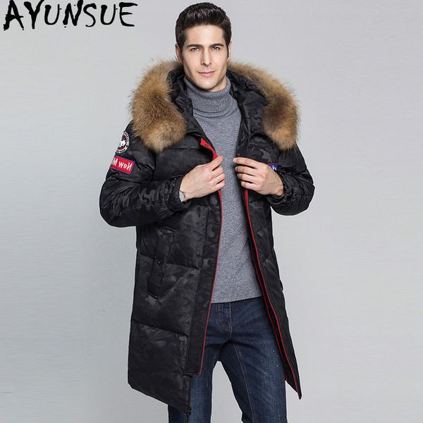 ayunsue 2018 new duck down jacket men racoon fur collar men's winter jackets long camouflage thick warm coat for men parka kj563, Black
ayunsue 2018 new duck down jacket men racoon fur collar men's winter jackets long camouflage thick warm coat for men parka kj563, Black