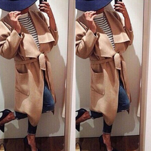 fashion womens ladies casual long sleeve blends collared winter long peacoat women wool coat outwear bandage jacket new, Black
fashion womens ladies casual long sleeve blends collared winter long peacoat women wool coat outwear bandage jacket new, Black