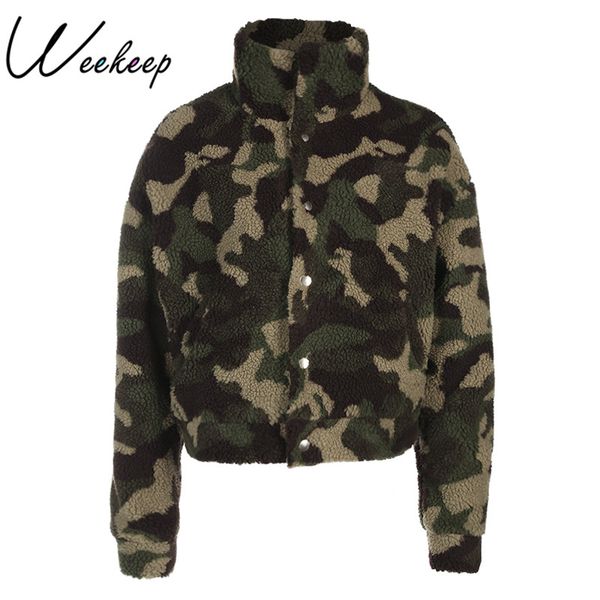 weekeep fashion camouflage turtleneck jacket women autumn winter faux fur warm outerwear slim single breasted coats, Black;brown
weekeep fashion camouflage turtleneck jacket women autumn winter faux fur warm outerwear slim single breasted coats, Black;brown