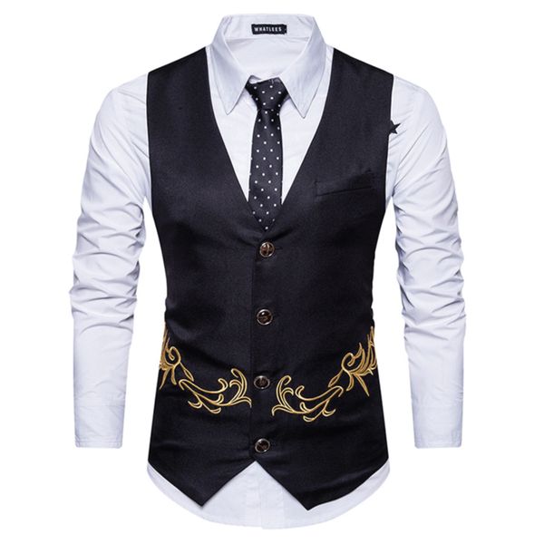 men's style vest fashion embroidery design mens lightweight vest mens fitted vests vest menswear men's formal vests, Black
men's style vest fashion embroidery design mens lightweight vest mens fitted vests vest menswear men's formal vests, Black