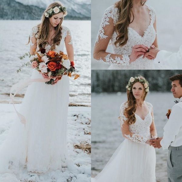 latest long sleeves lace tulle boho wedding dresses 2018 a-line sheer long sleeves country western bohemian farm bridal gowns, White
latest long sleeves lace tulle boho wedding dresses 2018 a-line sheer long sleeves country western bohemian farm bridal gowns, White