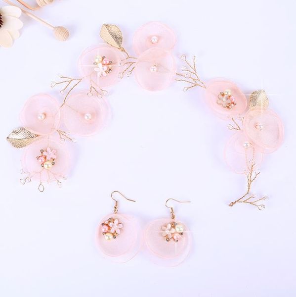 bride's pink burn side gauze earrings set, bride handmade headwear, bridal wedding accessories headband, Silver
bride's pink burn side gauze earrings set, bride handmade headwear, bridal wedding accessories headband, Silver