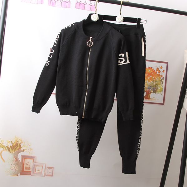 european station autumn casual letters print knitted suit set fashion sweater casual pants two-piece suit, Gray
european station autumn casual letters print knitted suit set fashion sweater casual pants two-piece suit, Gray
