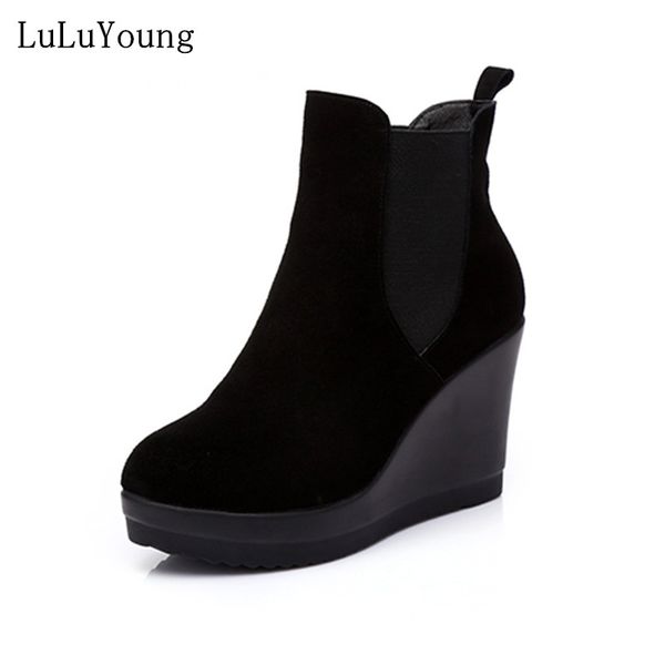 2018 wedge boots platform women autumn/winter high heel ankle boot 31 32 33, Black
2018 wedge boots platform women autumn/winter high heel ankle boot 31 32 33, Black