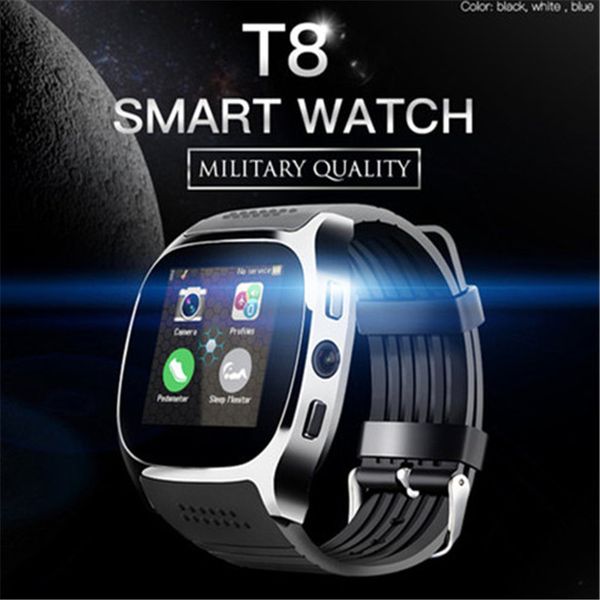 

2018 new fashion t8 bluetooth smart watch with camera music player facebook whatsapp sync sms smartwatch for women men, Slivery;brown