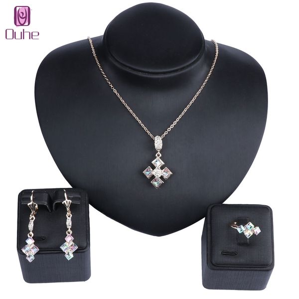fashion crystal pendant jewelry sets for women geometry earring ring necklace wedding accessories bijoux and boxes, Slivery;golden 
fashion crystal pendant jewelry sets for women geometry earring ring necklace wedding accessories bijoux and boxes, Slivery;golden