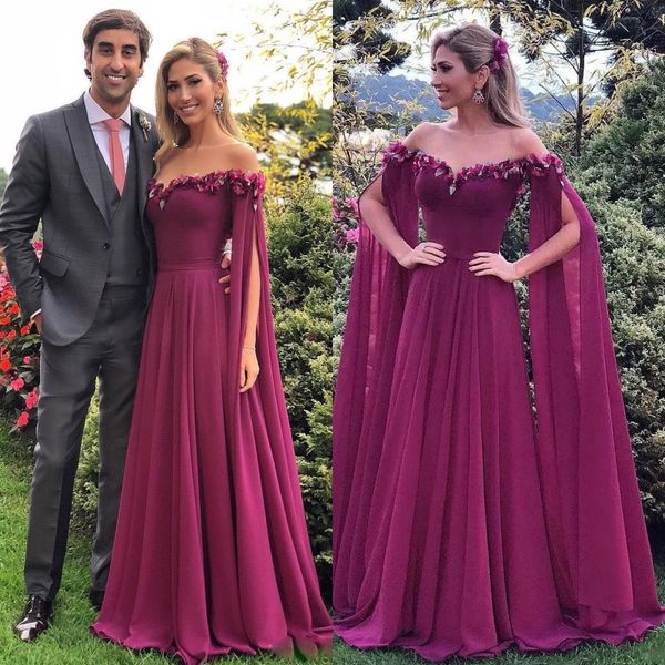 2018 grape chiffon formal dresses evening wear split long sleeves off the shoulder appliques party gowns stylish dubai long prom dress, Black
2018 grape chiffon formal dresses evening wear split long sleeves off the shoulder appliques party gowns stylish dubai long prom dress, Black
