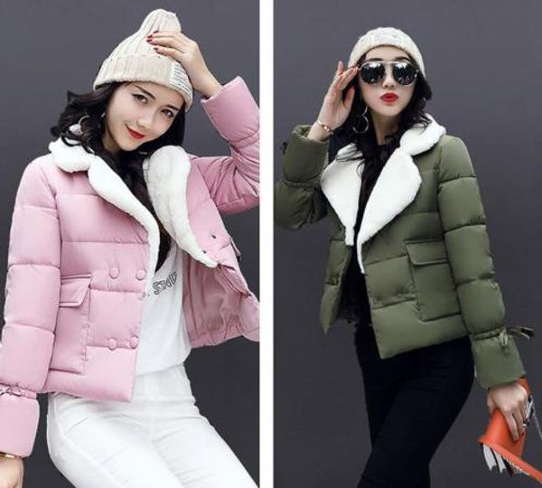 new women lambskin velvet lapel short cotton clothing winter loose cotton jacket, Tan;black
new women lambskin velvet lapel short cotton clothing winter loose cotton jacket, Tan;black