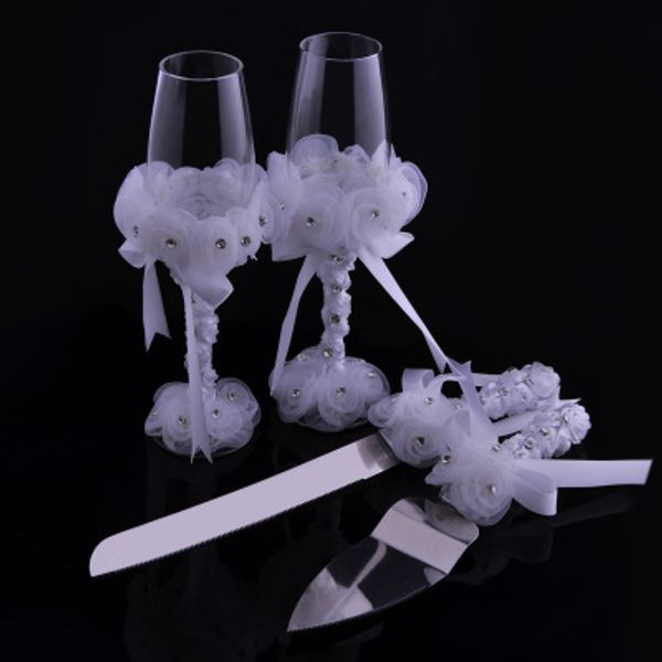 set of 4, wedding toasting glasses and cake knife serving set rose flower decoration champagne flutes wedding favor & gift (color: white
set of 4, wedding toasting glasses and cake knife serving set rose flower decoration champagne flutes wedding favor & gift (color: white