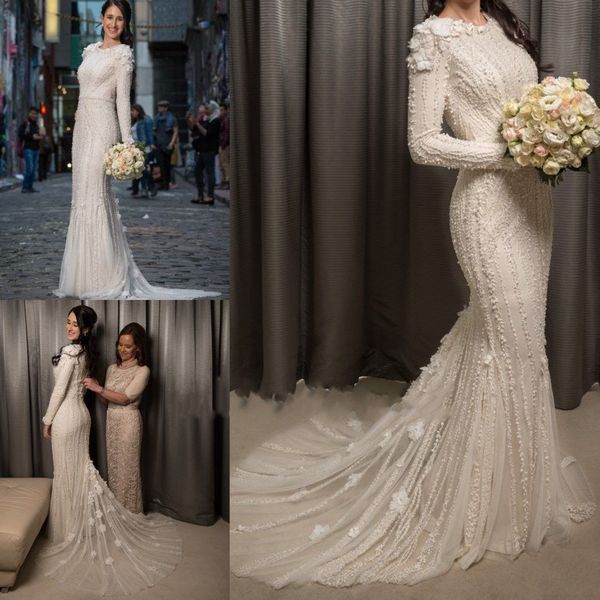 2018 charming new islamic muslim mermaid wedding dress long sleeve 3d floral applique sweep train bridal gowns custom made, White
2018 charming new islamic muslim mermaid wedding dress long sleeve 3d floral applique sweep train bridal gowns custom made, White