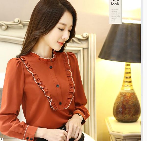 2018 spring and autumn new style women's long sleeved chiffon shirt stand collar korean loose and comfortable shirt, White
2018 spring and autumn new style women's long sleeved chiffon shirt stand collar korean loose and comfortable shirt, White