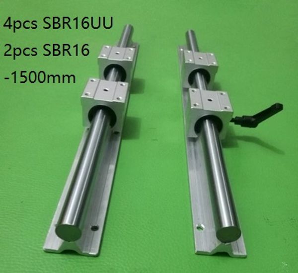 Image of 2pcs SBR16-1500mm linear guide /rail + 4pcs SBR16UU linear bearing blocks for cnc router parts