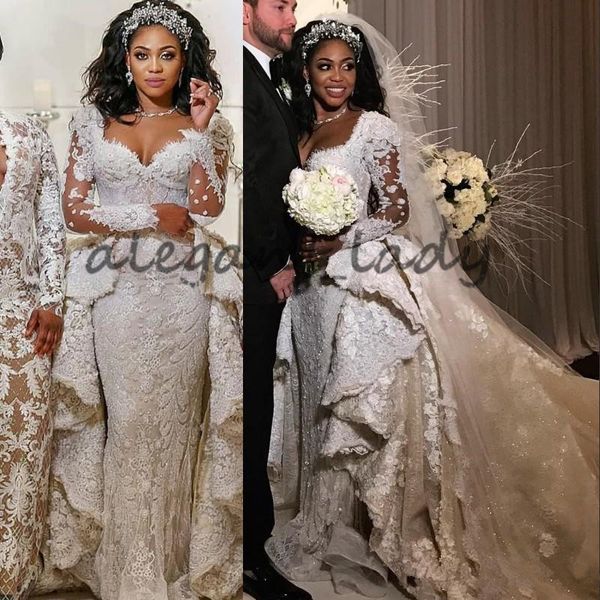 luxury lace crystal long sleeve wedding dresses with overskirt 2018 plus size kaftan caftan elie saab castle dubai bridal wedding gown, White
luxury lace crystal long sleeve wedding dresses with overskirt 2018 plus size kaftan caftan elie saab castle dubai bridal wedding gown, White