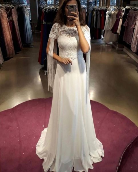 Simple Country Style Wedding Dresses With Tassel A-Line Short Sleeves Vintage Wedding Gowns Chiffon Back Zipper Beach Bridal Dress
Simple Country Style Wedding Dresses With Tassel A-Line Short Sleeves Vintage Wedding Gowns Chiffon Back Zipper Beach Bridal Dress