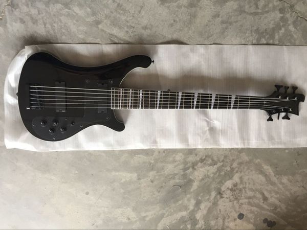 

Custom RIC 6 Strings Black 4003 4005 Электрическая гитара для бас-гитары Черное оборудование Акула для финских треугольников MOP Fingerboard Inlay Awesome China Guitars