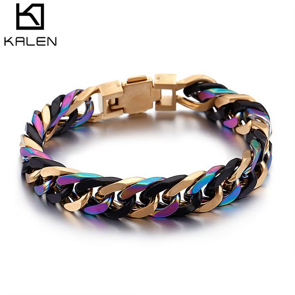 225mm colorful ss304 titanium stainless steel punk chain bracelet for men camo hand factory jewelry kalen, Golden;silver
225mm colorful ss304 titanium stainless steel punk chain bracelet for men camo hand factory jewelry kalen, Golden;silver