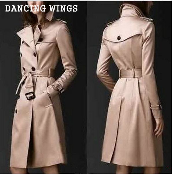 

british style women's double-breasted trench coat medium long loose slim women's windbreaker plus size 3xl, Tan;black