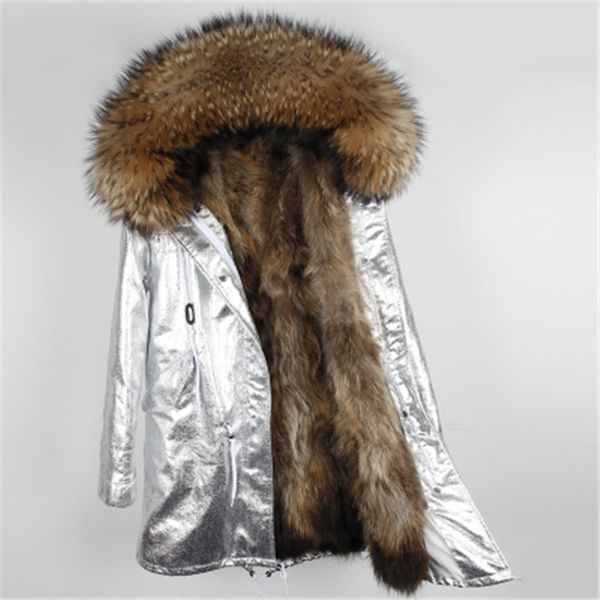 natural fur lining parka silver pu coat real fur coat winter jacket women natural raccoon collar warm thick parkas, Black
natural fur lining parka silver pu coat real fur coat winter jacket women natural raccoon collar warm thick parkas, Black