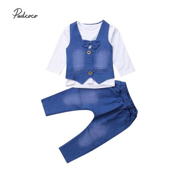 pudcoco 2018 newborn kid baby girl boy clothes set bow tie +denim vest+pants 3pcs autumn gentleman casual outfits1-5y, White
pudcoco 2018 newborn kid baby girl boy clothes set bow tie +denim vest+pants 3pcs autumn gentleman casual outfits1-5y, White
